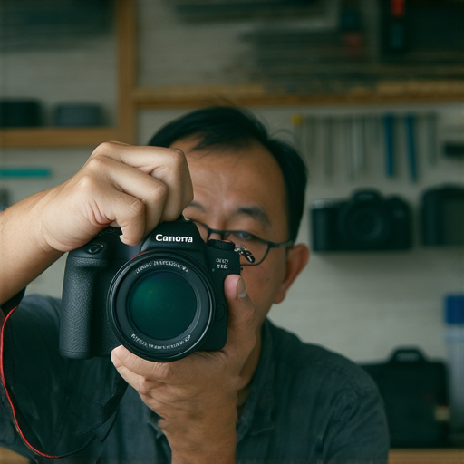 在深水埗與旺角的相機維修服務店內，專業技師正在檢查相機，顯示維修設備與專業技術的完備，展現當地最佳相機維修推薦的氛圍。