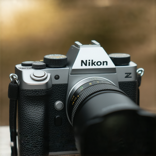尼康Z FC攝影機展示，擁有復古設計與現代技術，適合攝影愛好者，突顯尼康Z系列相機的卓越性能與創意潛力。