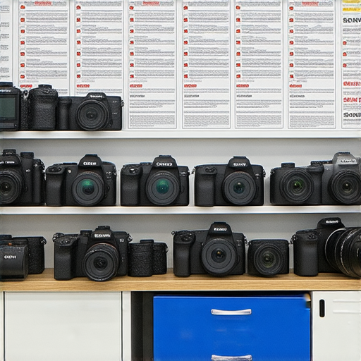 深水埗專業相機維修中心，提供SONY與CANON品牌的一站式維修服務，展示維修工具和設備，了解各種相機維修價錢，專業技術人員正在進行檢修。